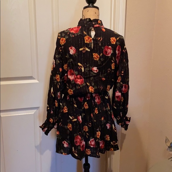 Black Floral mock neck dress - Picture 8 of 11